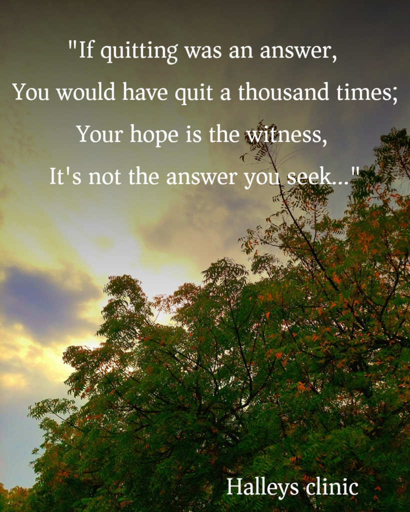 quitting is not the answer you seek

- by halleys clinic